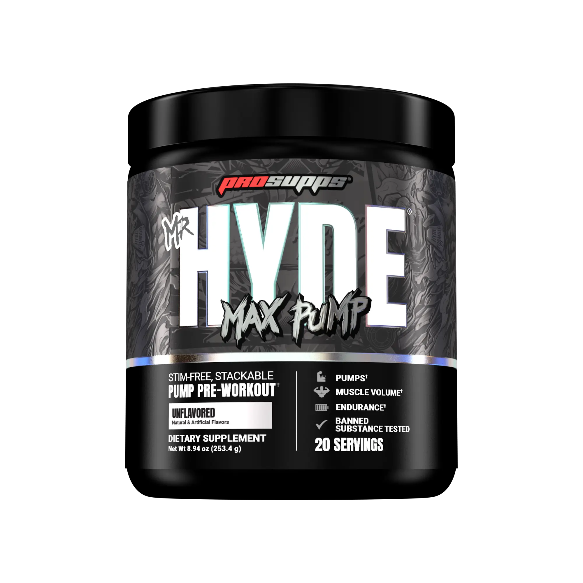 ProSupps HYDE Max Pump Pre Workout for Men and Women- Nitric Oxide Supplement for Pump and Endurance- Stimulant-Free Pre Workout to Promote Blood Flow and Muscle Strength