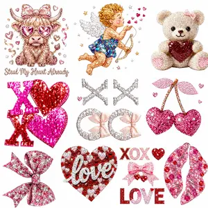 Bling Heart Valentine Gangsheet DTF Heat Transfers, DIY Specialty Supplies for DIY Decorations, Craft Embellishments