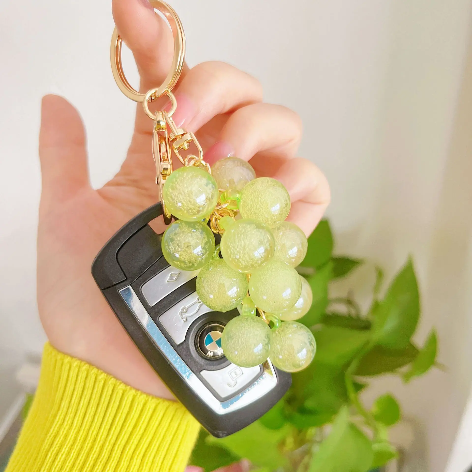 Cute Fruit Bubble Jelly Keychain Charm with Lanyard, Casual Retro Fashion Accessory, Grape-Cherry Aesthetic Piece for Strawberry Lovers, Trendy Outdoor Keychain, Keychain Lanyard