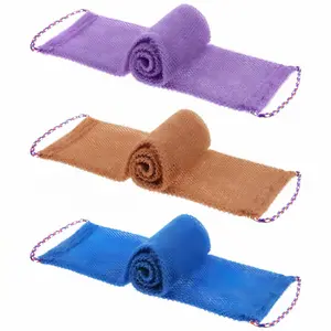 3-Pack of African Mesh Sponges with Handles, Long African Exfoliating Mesh Face Cloth, Bath Sponge Mesh Cloth, Bath Exfoliating Mesh, Bath Back Exfoliating Brush, Bath Loofah Body Back Scrubber Set