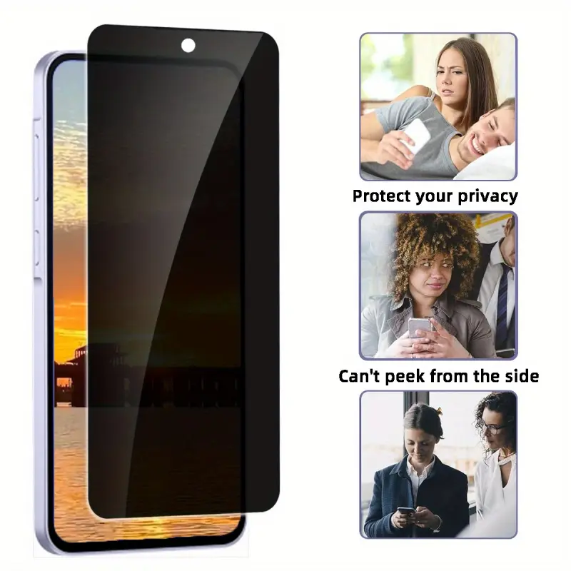 Privacy Anti Peep Tempered Glass Screen Protector Protective Accessories (3 pieces) for Samsung Galaxy A14 5G, A15, A16, A25 5G, A26 5G, A34, A35, A36, A54 5G, A55, and A56 series Protection