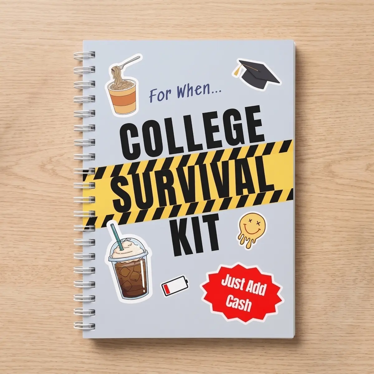 College Survival Kit - A5 Spiral-Bound College Survival Kit Fill-In Book, 18 Themed Paper Pages for Notes, Cash & Gift Cards (Lifestyle Craft Book)