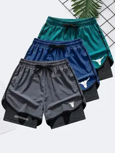 Men's Sporty Shorts Two-Piece Design, Comfortable & Stylish Active Wear, Ideal for Gym & Casual, Perfect Fit for Everyday Use, Breathable Fitness Shorts