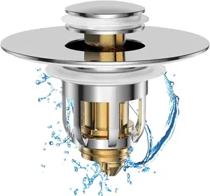 Universal 2-in-1 Bathroom Sink Stopper with Anti-Clogging Filter, Pop Up Sink Plug Basin Drain Strainer Plug for 1.10"-1.50" Basin Drain Holes
