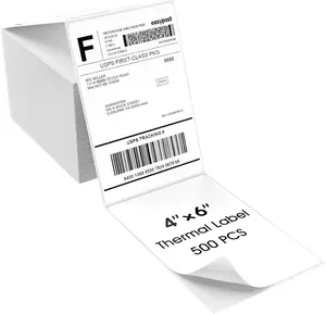4" x 6" Direct Thermal Labels, 500 Fanfold Labels, for Shipping & Mailing, Perforated White, Commercial Grade with Permanent Adhesive, Compatible with Most Thermal Printers,1 Stack