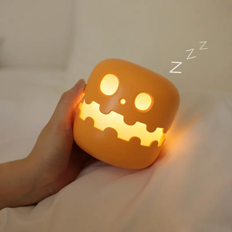 Rechargeable Pumpkin Night Light, Decorative Night Light, Creative Design Bedside Lamp with Timer & Adjustable Brightness, Halloween Christmas Decoration