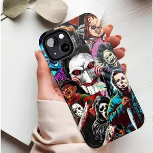 Horror Movie Characters Phone Case: Eye-Catching Design for Horror Movie Fans & Enthusiasts, Durable & Stylish Protection, Compatible with iPhone 11/12/13/14/15/16 (Pro Max/Plus)