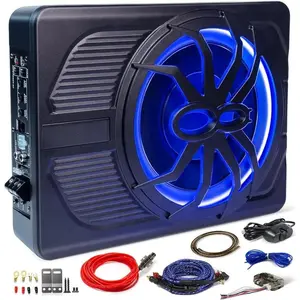 2025 Outdoor Upgraded 10" 1200W Slim Under  Powered Car Subwoofer withColorful LED10" Upgrade 800W Slim Under  Powered Car  Subwoofer, Car/Truck Audio Sub Built in Amplifier amp Combo Package, with Blue LED family partybicycle audio boy girlbicycle audio