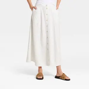 Women's Maxi A-Line Skirt - Universal Thread Light Blue Striped L