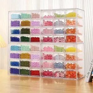 DIY Handmade Bead Storage Box Drawer Style Multi Compartment Design Dust proof Desktop Handmade Bead Storage and Sorting Box Transparent Material Box