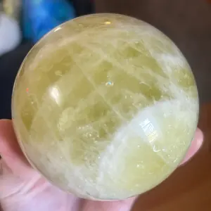 Large Citrine Sphere, Natural Polished Crystal Sphere for Home Decor, Meditation, Energy Healing
