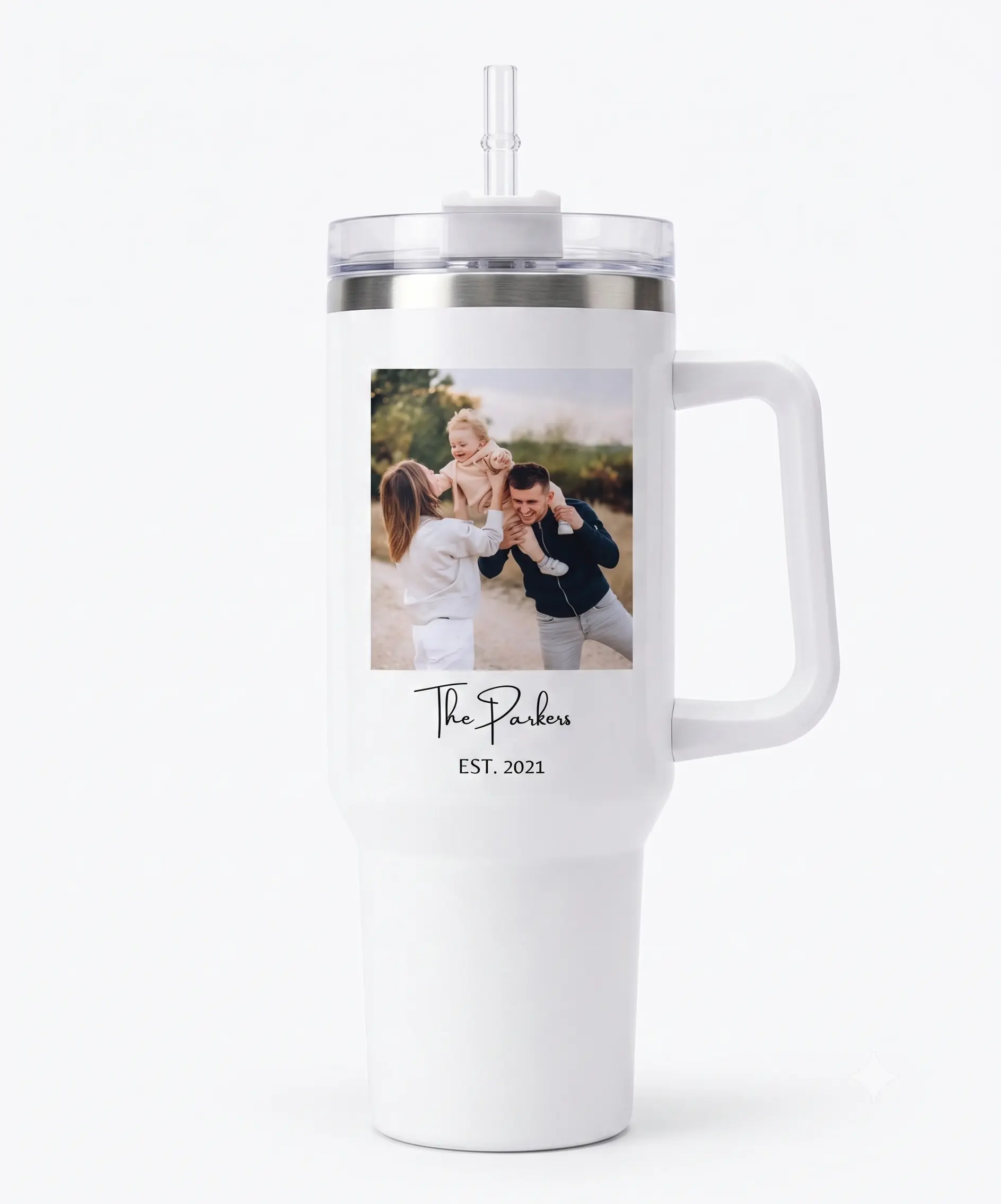 Personalized Photo Tumbler: Stainless Steel Travel Mug, Custom Family Gift
