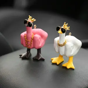 Funny Little Duck Resin Statue Home Decoration Cute Middle Finger Duck Figurine Sculpture with Glasses Crafts Gift Desktop Decor