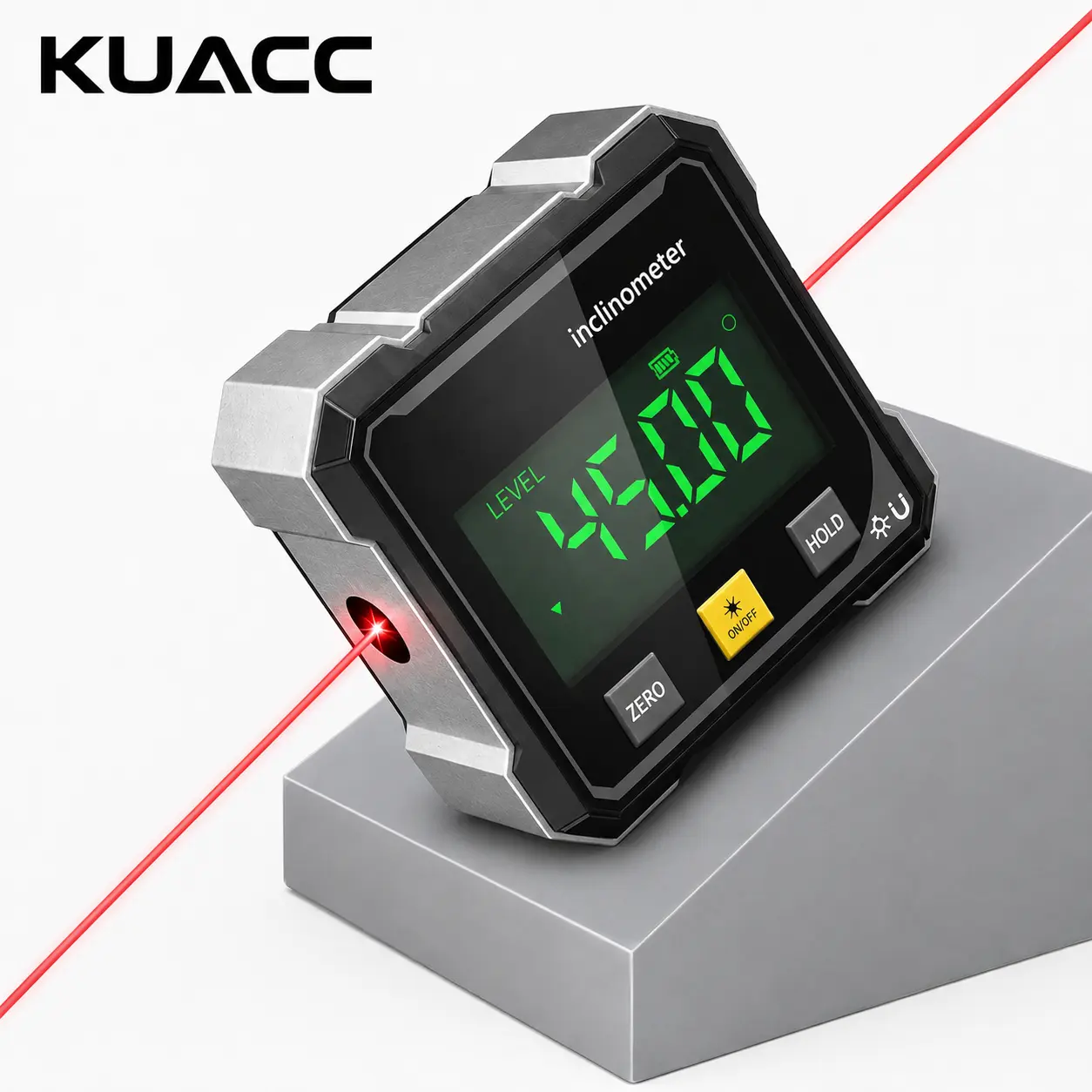 Magnetic Digital Angle Gauge with Dual Laser Level, 360° Rechargeable Inclinometer and Protractor Tool for Carpentry, Plumbing & Installation