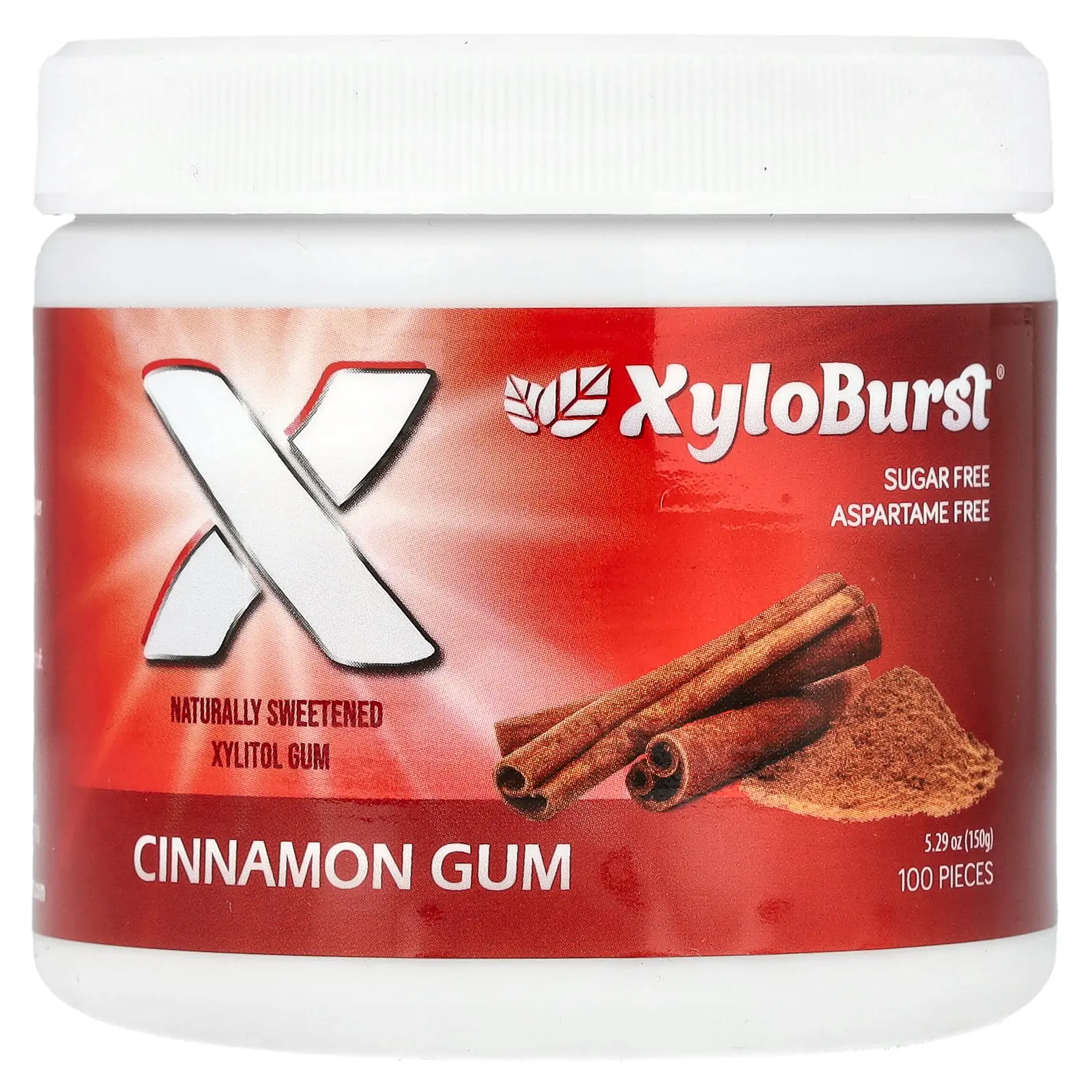 Xyloburst Xylitol Gum, Cinnamon, 100 Pieces, 5.29 oz (150 g)