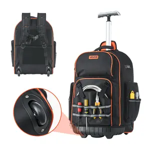 VEVOR Rolling Tool Backpack, 110 lbs Load Capacity, 72 Pockets Heavy Duty Roller Tool Bag on Wheels, Adjustable Telescoping Handle & Stable Base, Toolbag Organizers for Construction, MechanicSummervibes