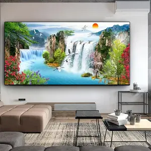 Waterfall Landscape Pattern Unframed Painting, 1 Count Nature Themed Canvas Wall Art, Wall Decor for Home Living Room Bedroom, Ornaments, Canvas Prints