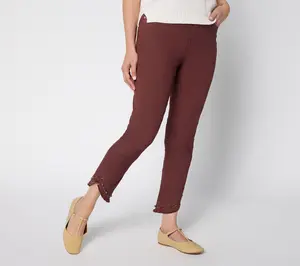 Denim & Co. Canyon Retreat Petite Color Frayed Hem Ankle Jean