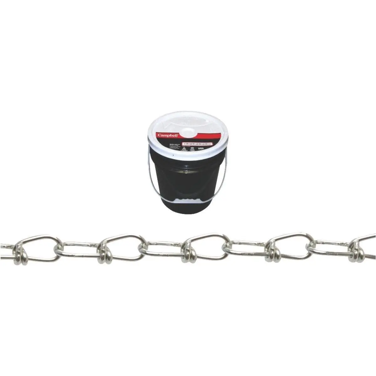 Campbell No.2-0 Double Loop Low Carbon Steel Chain - 0.14 in. Dia. x 350 ft., Knotted at Center, Gate Chains for Playground Equipment & Swing Suspension Use