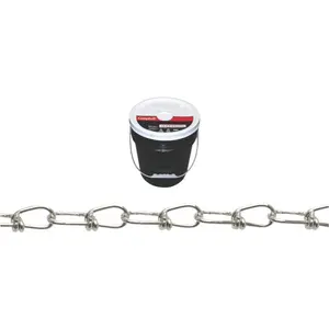 Campbell No.2-0 Double Loop Carbon Steel Chain - 0.14 in. Dia. x 350 ft., Knotted at Center, Ideal for Playground, Boat, Farm, Gymnasium Use