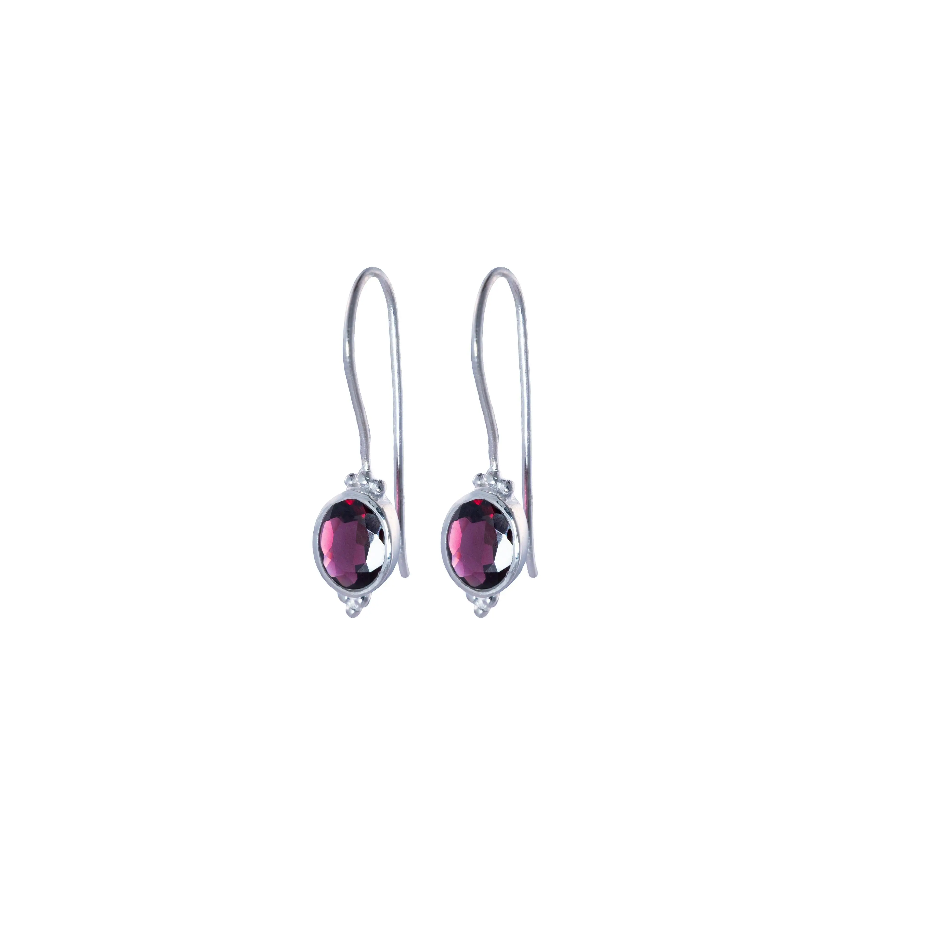 Natural Garnet Birthstone Earrings 925 Sterling Silver | Garnet Jewelry