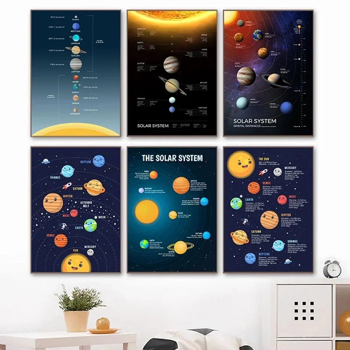 Solar System Planet Map Unframed Poster, Unframed Art Print, Graphic Prints, Cool Wall Art, Space Planet Map Wall Art, Space Theme Design, Aesthetic Wall Decor, Wall Decor Pictures, Wall Decor for Home Living Room Bedroom Study Room, Ornaments