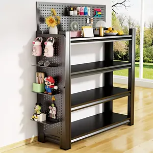 4-Tier Adjustable Garage Shelving Unit Steel Frame Freestanding Black Storage Rack Ideal for Home & Balcony Use Garage & Garden Tool Storage Rack Multi-Purpose Shelving Unit Vertical Shelving System