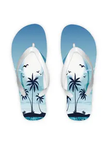 Women'S Flip Flops, Tropical Style, Multiple Colors & Sizes Available, Comfortable & Lightweight, Perfect for Beach, Vacation & Casual Wear, Stylish Design with Palm Tree & Ocean Elements, Women Shoes