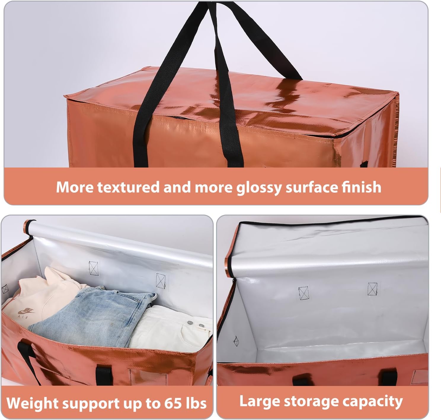 STOWM 6-Count Heavy-Duty Extra Large Collapsible Zippered Blue Storage Bags - Quality Plastic, Home and Office Organiser, for Clothes, Tools, Bulky Items, Storage Organization, Convenient Space-Savers summerwins