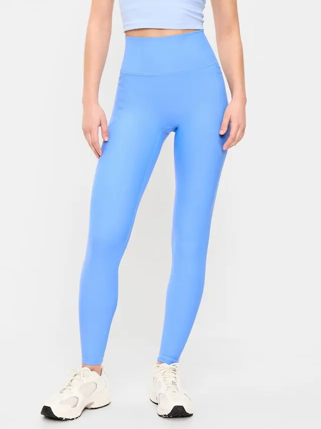 Old Navy Women's Extra-High Waisted PowerSoft Boundless 7/8 Pocket Leggings – No Front Seam
