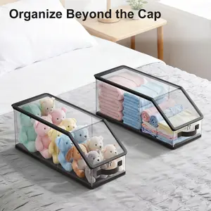 Transparent Baseball Hat Storage Box, Holds 12 Hats, Stackable and Foldable, Dust-Proof and Moisture-Resistant, Ideal for Home, Closet, Store Display, Cap Organizer Storage, Dustproof Storage Box