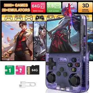 R36S Portable Game Console, 3.5 Inch IPS Screen Retro Video Game Console, Rechargeable Handheld Game Console with 64G TF Card, Gaming Handheld