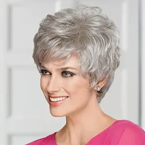 HAIRJOY Synthetic Hair Women Classic Short Wigs Layers Curly Grey Wig