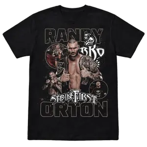 Randy Orton Strike First Graphic Photo T-Shirt Black Unisex Wrestling Fan Tee, Vintage RKO Viper Aesthetic Shirt, Dark Streetwear Style, Gift for WWE Fan or Collector