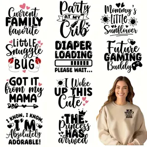 12 Piece Love Quotes DIY Heat Transfer Stickers, Washable DTF Decals for T-Shirts, Masks, Jeans, Backpacks, Perfect for Personalization, Custom