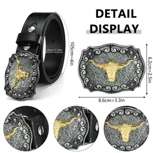 Sleek Black Genuine Leather Western Belt With Gold Longhorn Shield Buckle, Timeless Vintage Cowboy Style, Great Gift For Any Special Occasion brown option summerwins