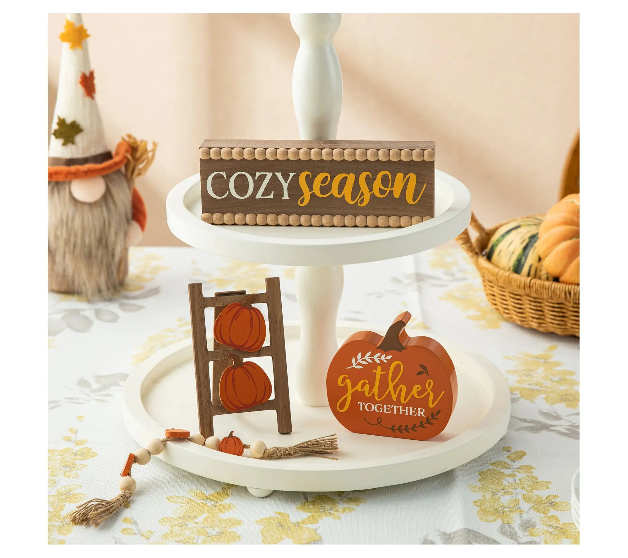 Glitzhome 10.75"L S/4 Fall Word Signs Tiered Tray Table Decor Glitzhome 10.75"L S/4 Fall Word Signs Tiered Tray Table Decor