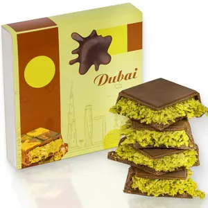 Dubai Chocolate Bar with Pistachio - 3.5 oz Handmade Viral Dubai Chocolate - Crispy Shredded Knafeh with Rich Chocolates - Pack of 1