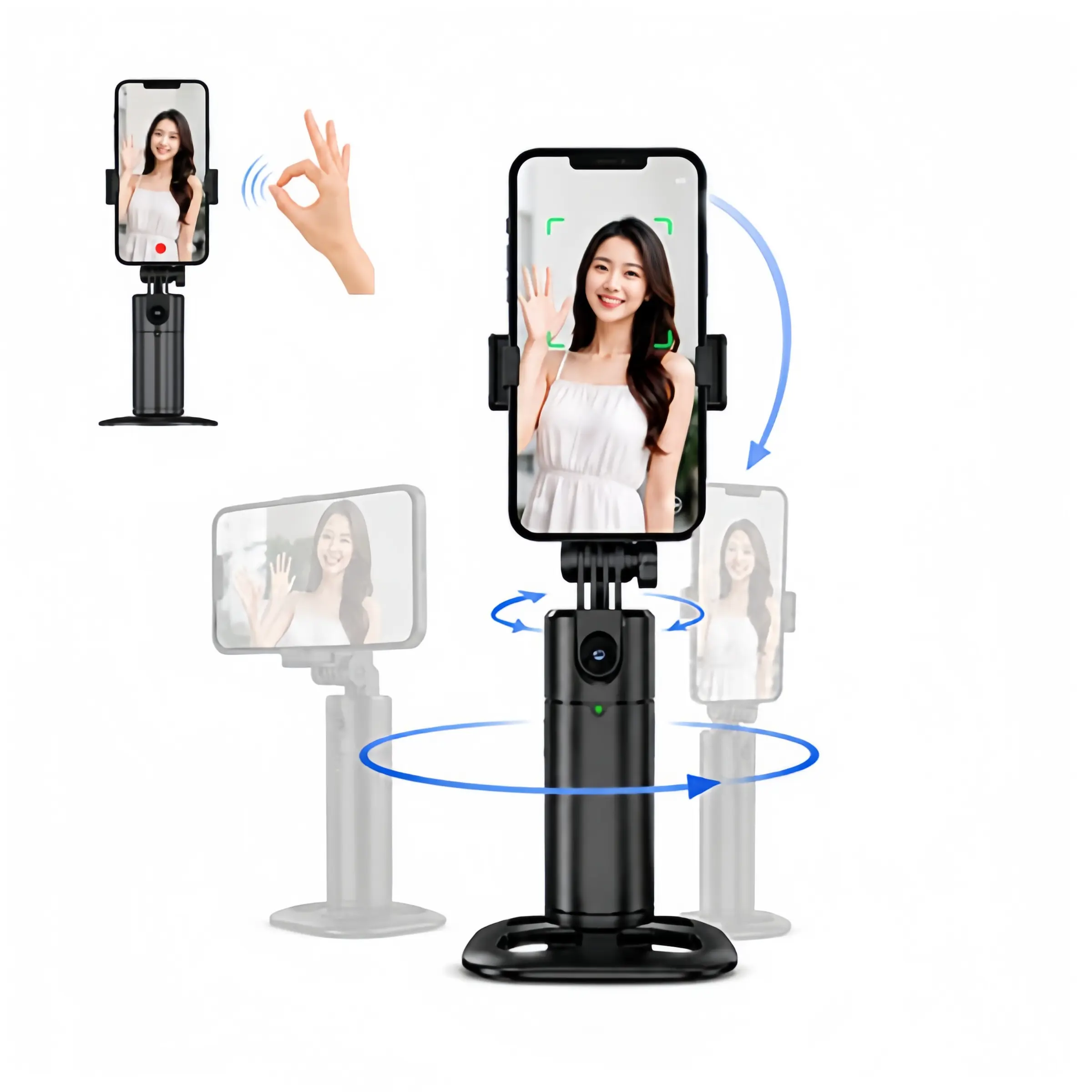 360 Rotating Smartphone Selfie Stand (Without remote control)- Smart Auto Face & Body Tracking Tripod, Gesture Control, Smartphone Camera Accessories, Mobile Device Mount Accessory