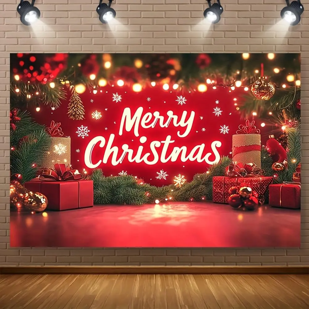Contemporary Knit Polyester Backdrop Banner - Machine-Washable Festive Indoor Doorway Drape, Wishing Banner for Christmas, Birthday, Party Decoration Supplies