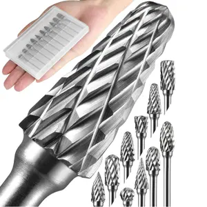 10PCS Carbide Rotary File Set 3×6 Double-Cut Tungsten Steel Grinding Heads For Electric Tools Working/Mold Polishing Accessories + Metal/Wood Carving & Engraving Attachments