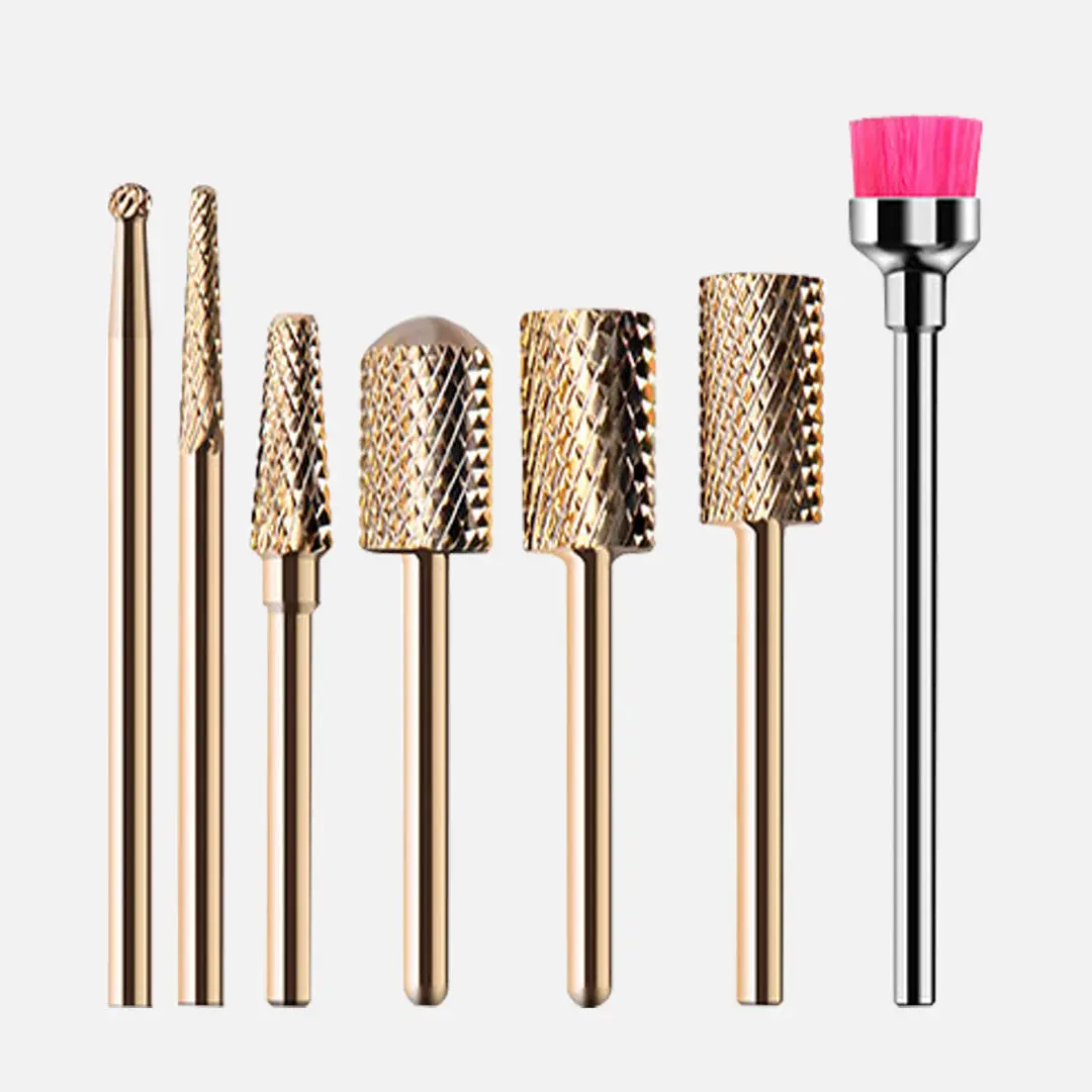 MelodySusie Nail Drill Bits Set, 7pcs Tungsten Carbide Nail Bits for Nail Drill E-file, 3/32 inch Bits Manicure Pedicure Remover Tools Cutics