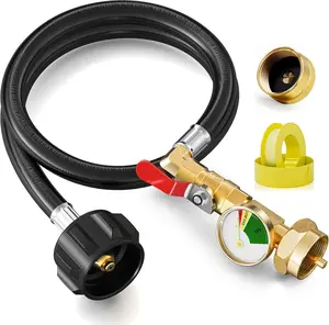 36 Inch Propane Gas Tank Adapter Connector, High Pressure Camping Grill, Refill Adapter Hose & On/Off Valve, Extension Hose for Filling 1lb Bottles from 20lb Tank