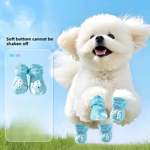 Dog Paw Protector Booties Lightweight Perforated Sandals for Teddy Dogs Non-Slip Reflective Pet Footwear for Spring Summer Outdoor Walk