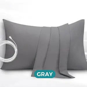 Grounding Pillowcase King with 15ft Grounding Cord Conductive Grounding Pillowcase 20x36in Silver Fiber Improve Sleep Reduce Stress Anxiety Relief Gray 1pc