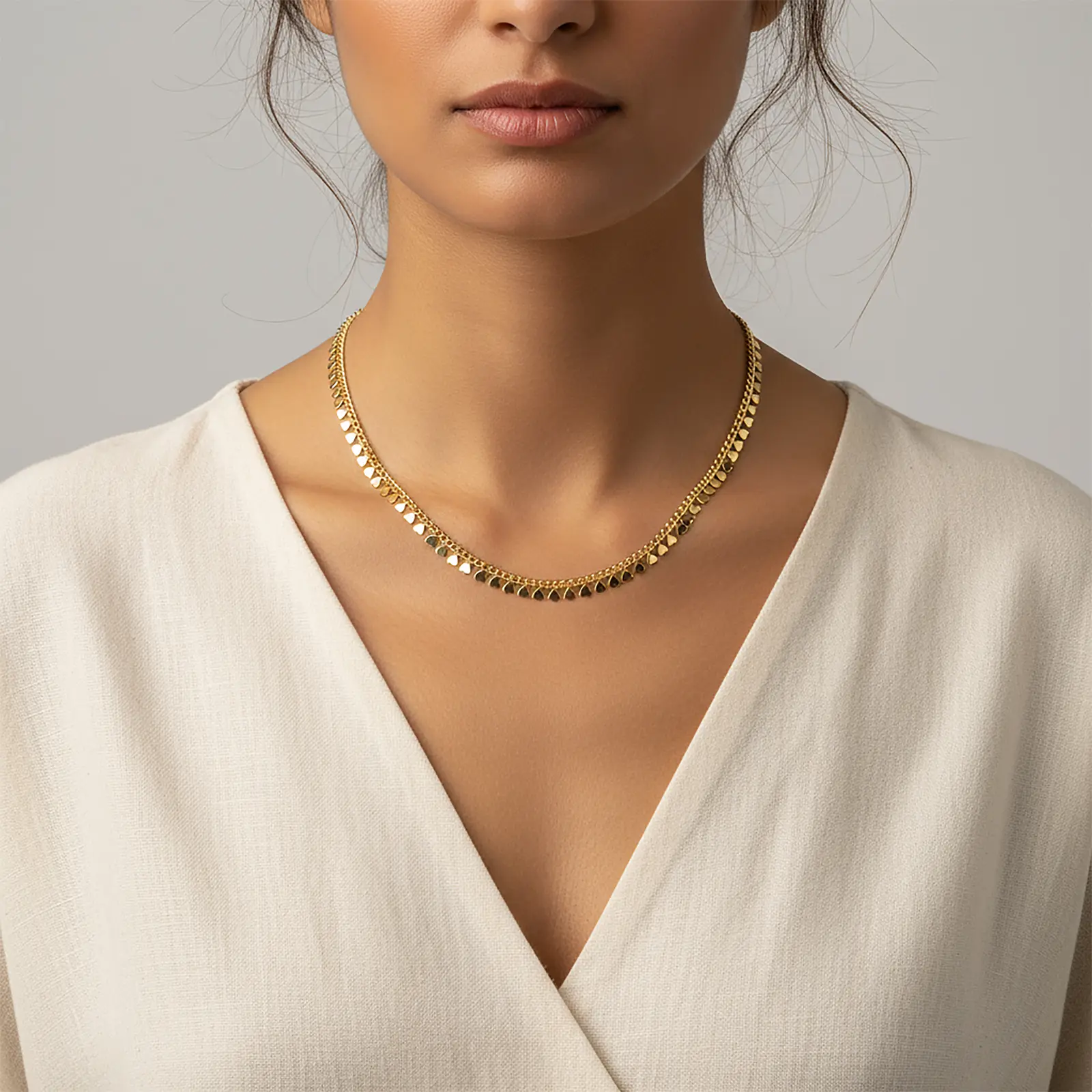 MEIITRUE 14K Gold Plated Heart Charm Necklace for Women, Hypoallergenic Fade-Resistant Dainty Chain Necklace, Trendy Jewelry Gift for Girls backtoschool