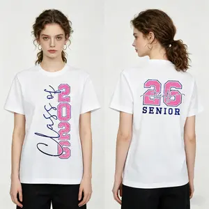 Senior Class of 2026 Cotton T-shirt, Retro Twenty 26, Front Back Senior Tee, Graduation Gift for High School Seniors, Graduation 2026 Cotton T-shirt
