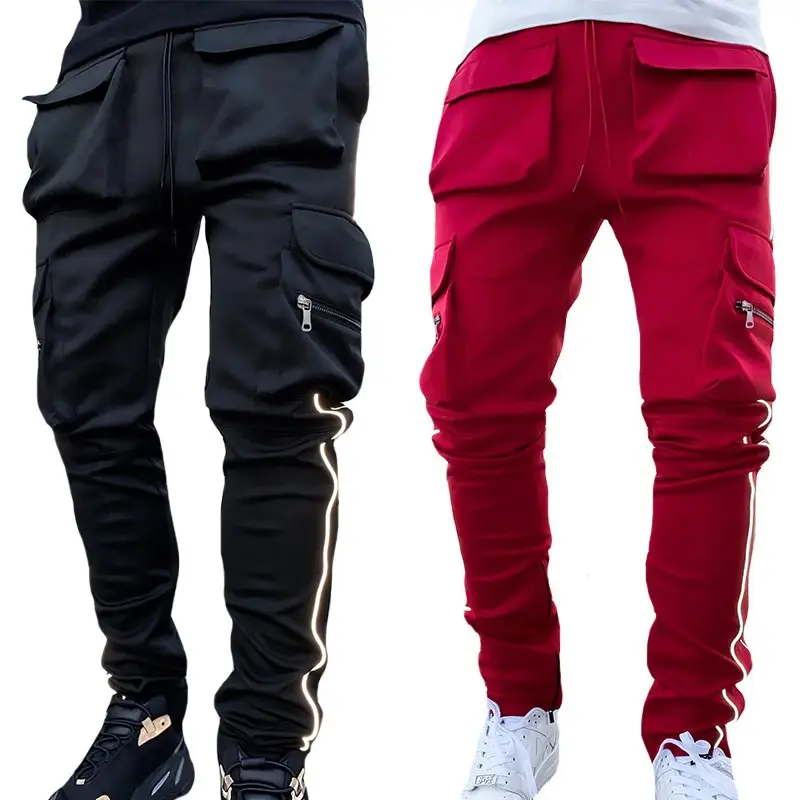 2026 Summer Men's Jogging Sports Pants Multi-Pocket Sweatpants Running Trousers Casual Joggers Cargo Reflective Hip Pop Pants, Men Pants, Jeans for Men, Men Trousers, Casual Pants Men, Men Fashion, 2026