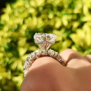 Heart Shaped 5K Cubic Zirconia Engagement Handmade Ring Luxury Quality Fashion Diamond-like Solitaire Ring Amulet Talisman Good Luck Ring Enhances Charm and Positivity
