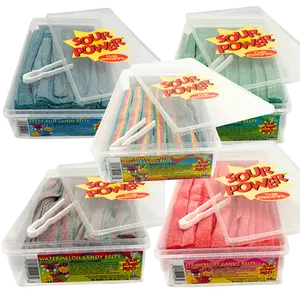 Sour Power Sour Strips 5 Flavors - Quattro(Rainbow) - Blueberry - Watermelon - Strawberry - Green Apple  - 2.5lbs Each Tub - 144 Sour Strips Per Tub - Pick your Flavor
